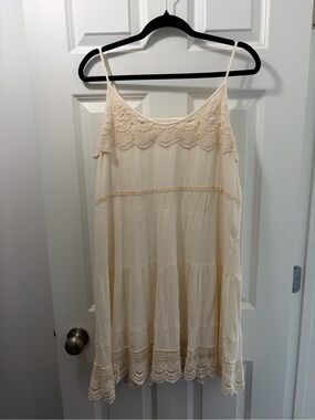 Maurices Cream Crochet-Accent Boho  Midi Dress